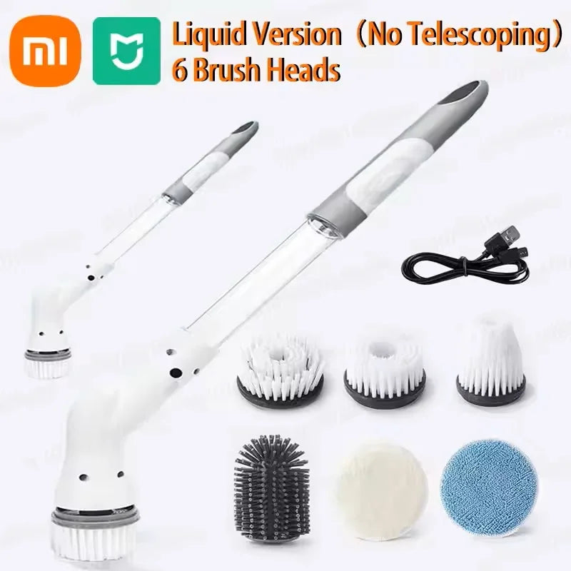 Cepillo de limpieza eléctrico inalámbrico 6 en 1 Xiaomi Mijia de 2000 mAh, cepillo de limpieza giratorio eléctrico para ducha, cocina, baño y hogar.