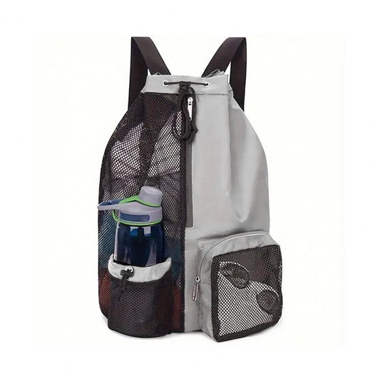 Mesh backpack, swimming drawstring bag, backpack with wet pocket, beach storage backpack, outdoor fishing bag