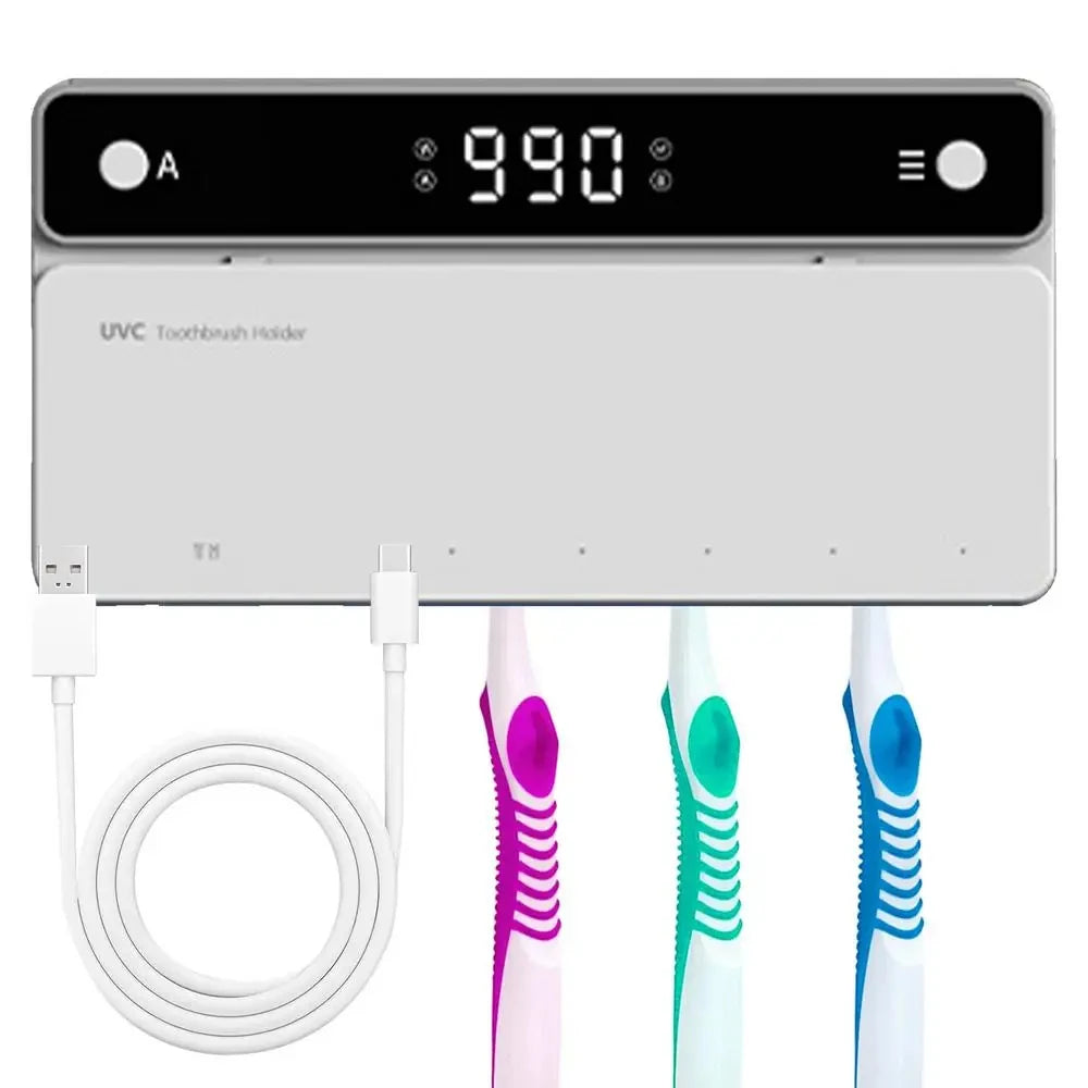 Portacepillos de dientes UV recargable, de secado rápido, esterilizador para maquinilla de afeitar y cepillo de dientes con pantalla LED, accesorios de baño
