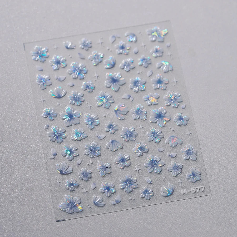 1PCS DIY Spring Adhesive Stickers For Nails Embossed Cherry Blossom 3D Nail Stickers Flower Nail Art Decoration Supplies Decals