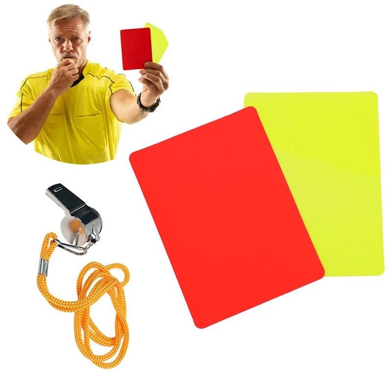 Silbato de árbitro de fútbol, herramientas para tarjetas rojas y amarillas, balón de fútbol profesional, kit de árbitro de partido, equipo de supervivencia al aire libre