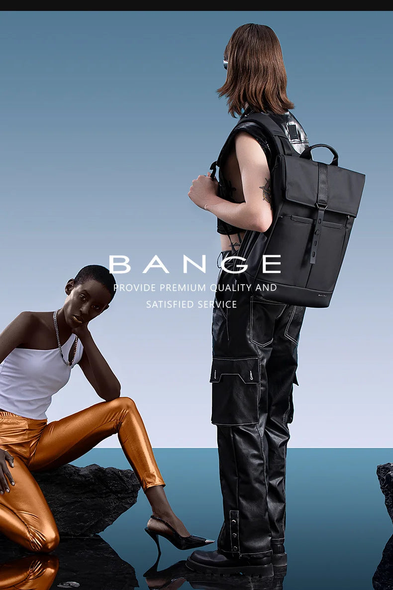 BANGE 15.6-inch laptop Men's business backpack waterproof multi compartment travel bag Black backpack suitable for men and women