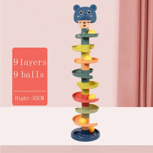 Montessori Baby Rolling Ball Tower Toy, Educational Games for Babies, Stacking Track, Developmental Toys, 1 2 3 Years Old