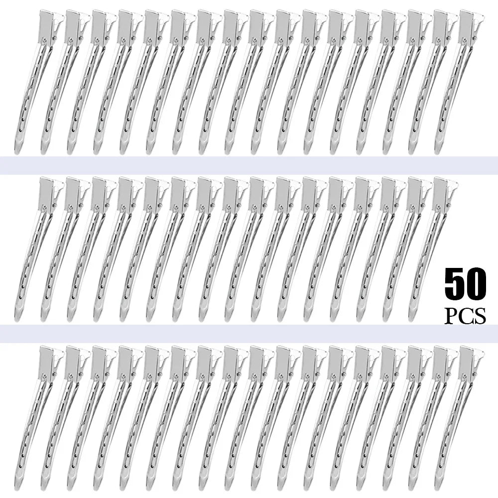 Grampos de cabelo de metal para mulheres, grampos de cabelo prateados para estilo, seccionamento, 24/30/50 peças, clipe de jacaré para cachos longos e grossos, faça você mesmo