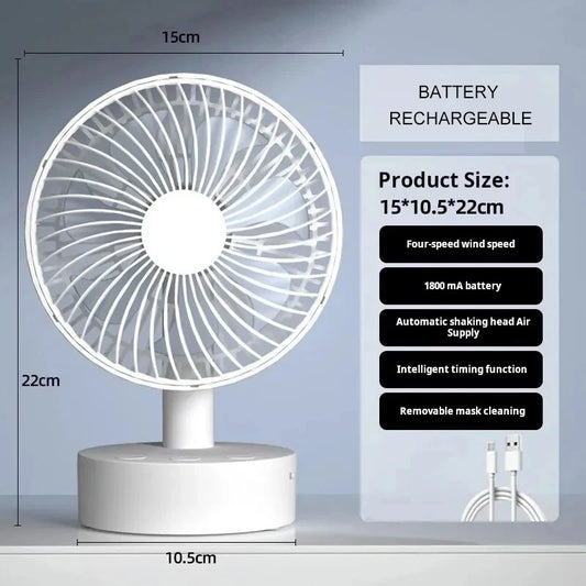 Xiaomi Youpin Small White Desktop Fan Timer Mute With Four-speed Adjustable Portable Rechargeable Detachable Desk Fan