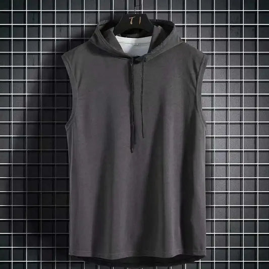 Camiseta sin mangas con capucha para hombre, tallas M-3XL, para gimnasio, deportes, golf, estilo coreano, informal, color sólido