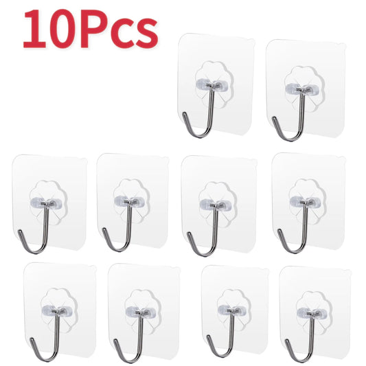 Transparent Self-Adhesive Wall Hooks Heavy Duty Multi-Purpose Wall Hook Key Holder Towel Holder for Kitchen Bathroom Accessories
