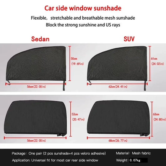 NEW 4pc Car Sun Shade Styling Accessories Hook & Loop Car Window Sun Shade Set - Easy Install, Cool Interior & Privacy Sun Visor