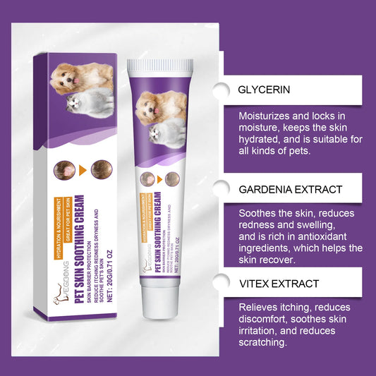 EELJOY Pet Skin Care Cream for Dogs Cats Dry Itchy Skin Relief Soothing Balm Anti Itch Lotion Allergy Treatment Paw Repair
