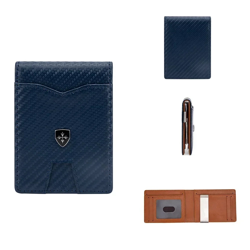 Minimalist men's wallet card bag new baellerry RFID anti-theft brush double fold cross leather card wallet credit card holder