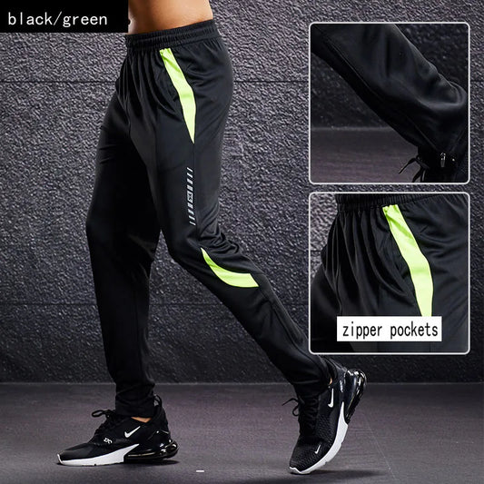 Men's Sports Pants Running Pants With Zipper Pockets Soccer Training Jogging Sports Trousers Fitness Football Leggings Sweatpants