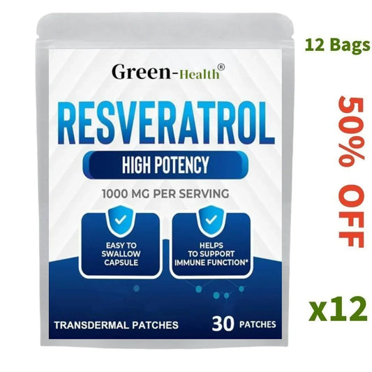 30 parches transdérmicos de resveratrol. Suplemento antioxidante que ayuda a reforzar el sistema inmunitario y el sistema antienvejecimiento.