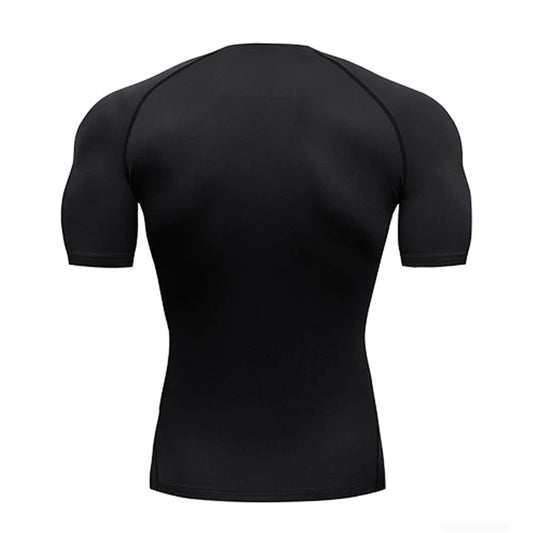 Top de compressão masculino, camiseta de treino ativa com estiramento médio respirável e absorção de umidade para esportes ao ar livre