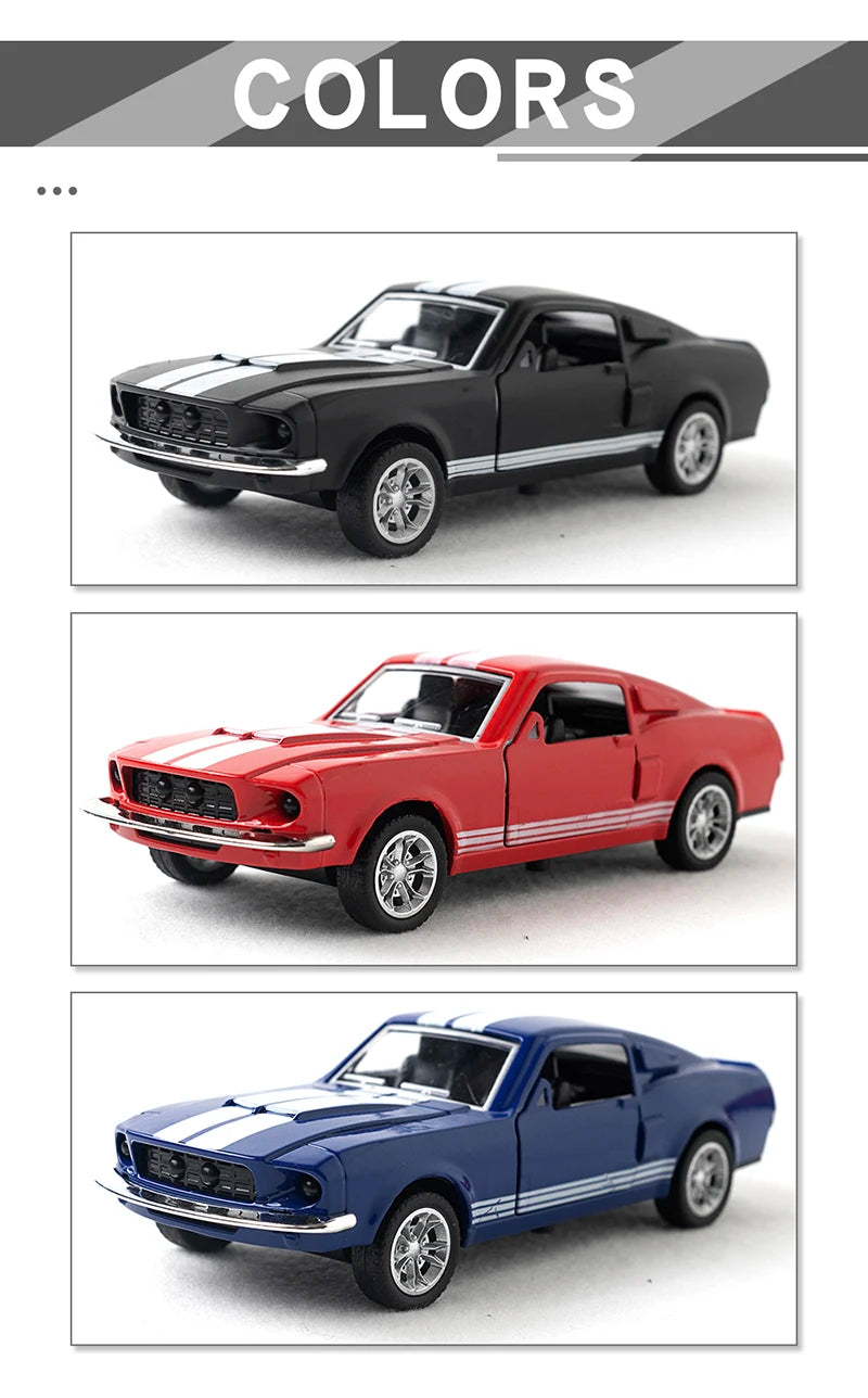 1:36 Alloy Diecast Mustang Classic Vintage Car Model Pull Back Car Miniature Vehicle Replica For Collection Gift
