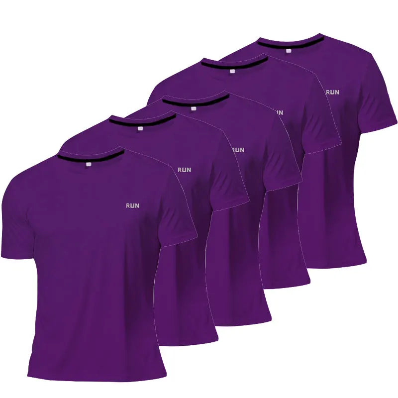 5 pçs masculino cor sólida ultraleve secagem rápida esporte camiseta, respirável leve superior para treinamento de fitness treino correndo ginásio