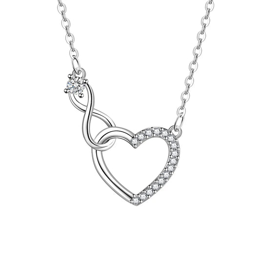 Collares entrelazados de plata de ley 925 GaaBou para mujer, corazón de circonita, joyería de lujo, regalo para mujer