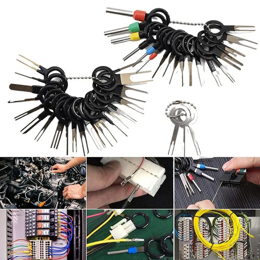 41 piezas de herramienta universal para reparación de terminales de coche, extractor de conectores de cable, herramientas manuales para desmontaje de terminales de coche.