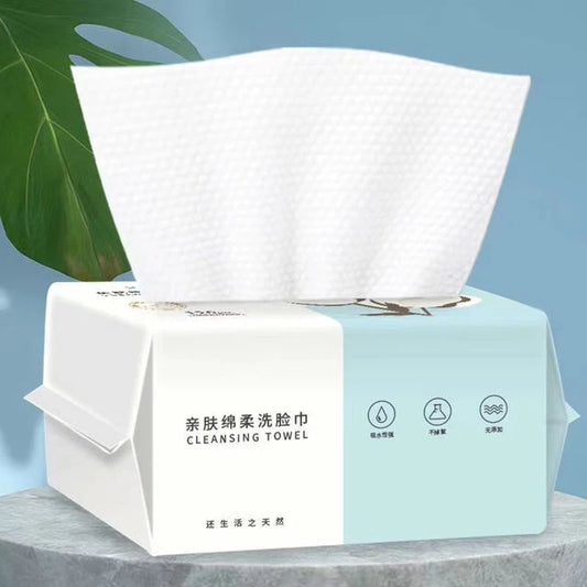 Toalla facial desechable con estampado de perlas, 100 % algodón, suave, reutilizable, para limpieza facial, para maquillaje húmedo y seco, no tejida.