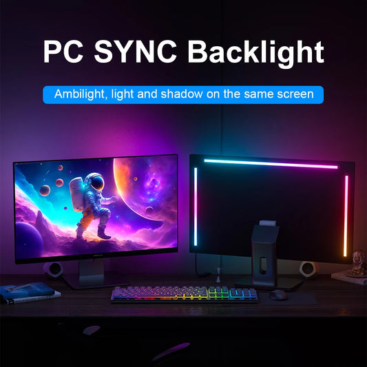 Tira de luces LED RGB con retroiluminación para TV, PC, monitor de computadora, sincronización de pantalla, juego de bricolaje, decoración de ambiente festivo, lámpara
