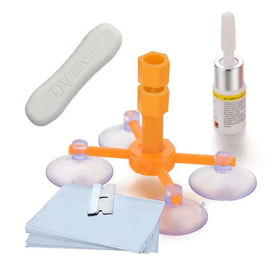Windshield repair kit, quick repair, car cracked glass, windscreen repair tool, resin sealant, DIY automobile window screen polishing