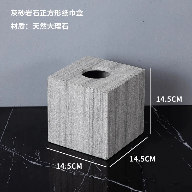 Nordic natural grey marble bathroom accessories Soap dispenser cotton swab jar tissue box soap dish tray bathroom decoration