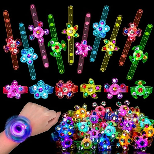 Luminous Fidget Spinner Bracelet for Kids, Party Favor, Bag Filler, Luminous Party Supplies, Return Gift, Carnival Gifts, 12 Pcs