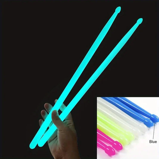 1 Pair 5A Classic Luminous Drumsticks Waterdrop Tip Nylon Neon Colorful Glowing Drumsticks - Ideal for Beginners Stage Performers