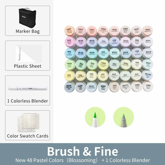 Ohuhu Honolulu B Marker Pen Set Color Markers Alcohol Art Markers Refillable Dual Tips Sketching Drawing Manga School Supplies