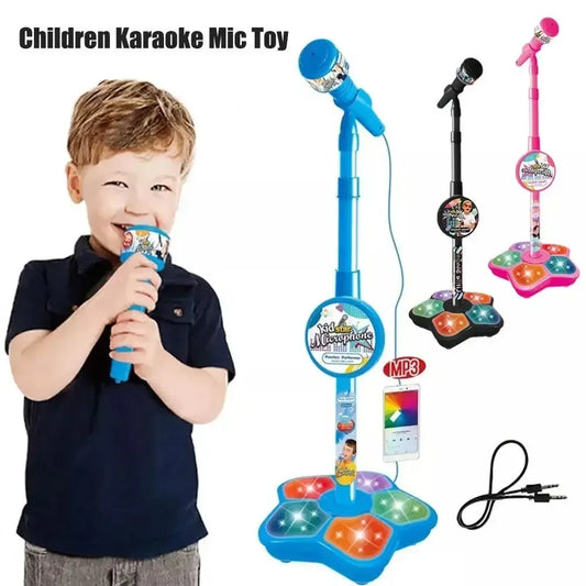 Micrófono para niños con soporte, karaoke, instrumento musical, juguete educativo para entrenar el cerebro, regalo de cumpleaños para niñas y niños.