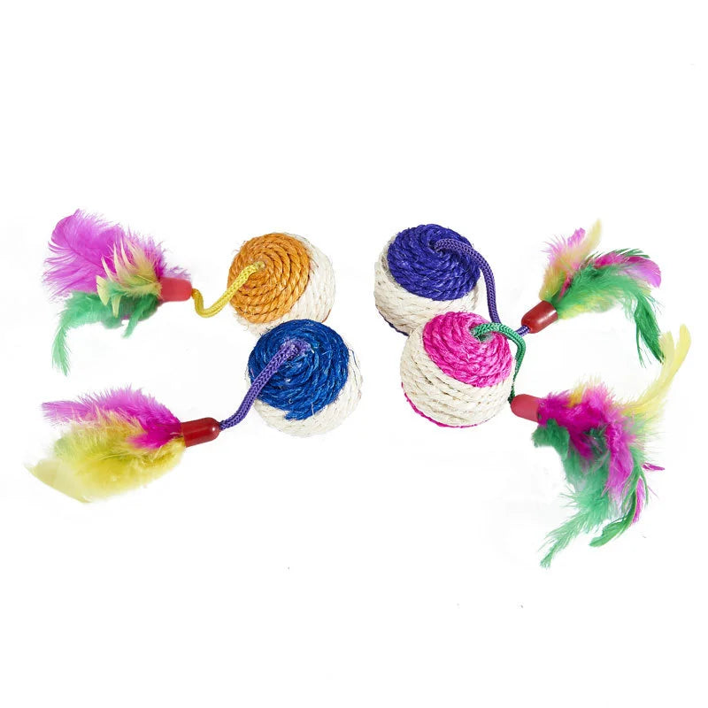 1 pieza de juguetes para mascotas, pelota rascadora de sisal, juguete interactivo de entrenamiento para gatitos, suministros para mascotas, juguete de plumas, juguetes interactivos para gatos.