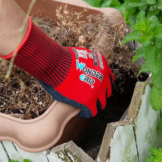 1 par de luvas de jardinagem para mulheres e homens, luvas de jardim revestidas de nitrilo, protegem contra cortes e sujeira, nylon elástico respirável