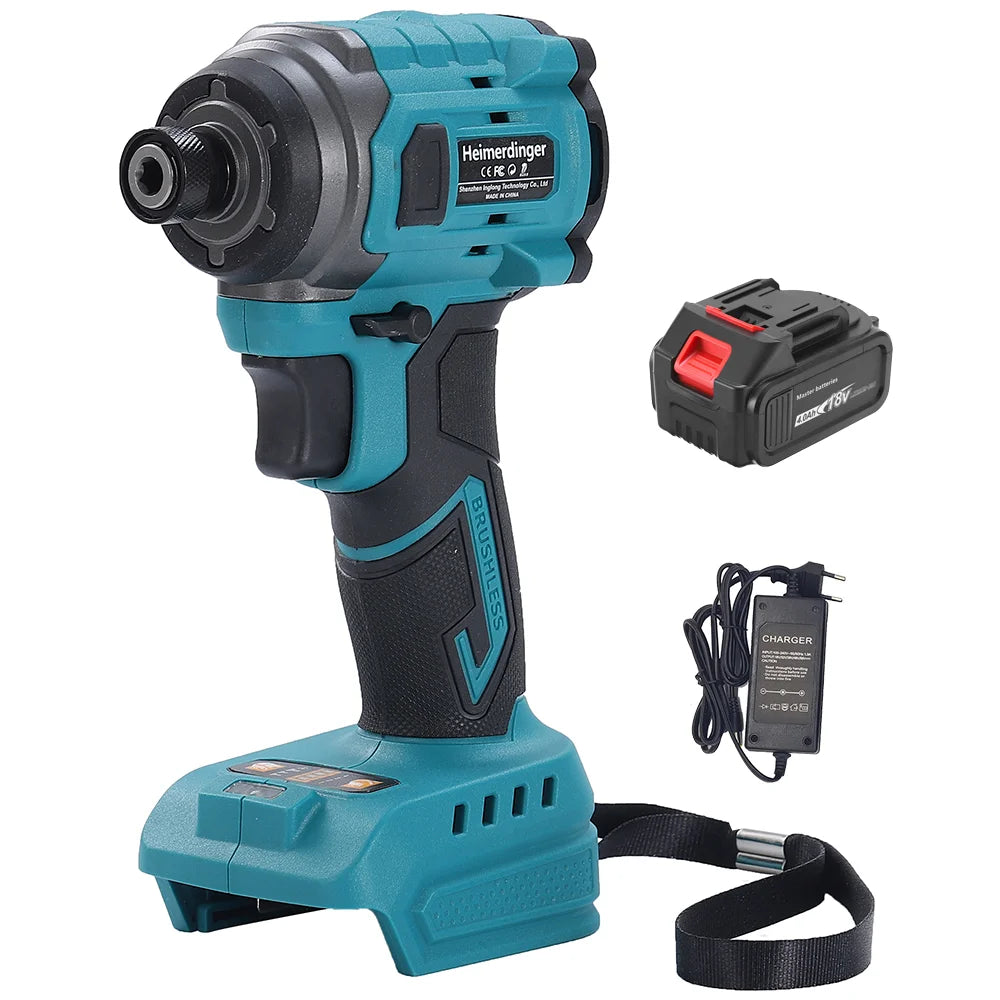 Heimerdinger Brushless Cordless Impact Driver ,1/4-Inch 6.35mm Hex Impact Driver,High Torque 220N.m Variable Speed