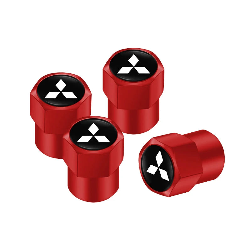 4 tapas de válvula de neumático de coche, cubiertas de metal para rueda, accesorios para Mitsubishi Eclipse Lancer Pajero ASX Colt I200 Space Delica Ex