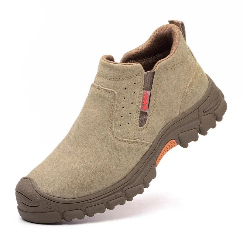 Genuine Leather Cow Suede Safety Work Shoes For Men Composite Head Anti Nail Anti Static Welding Shoes Indestructible Boots