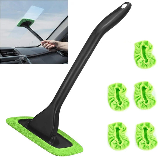 Windshield Cleaning Tool Windshield Cleaning Rod Automatic Window Cleaner,5 Reusable Cloth Pads for Automotive Interiors