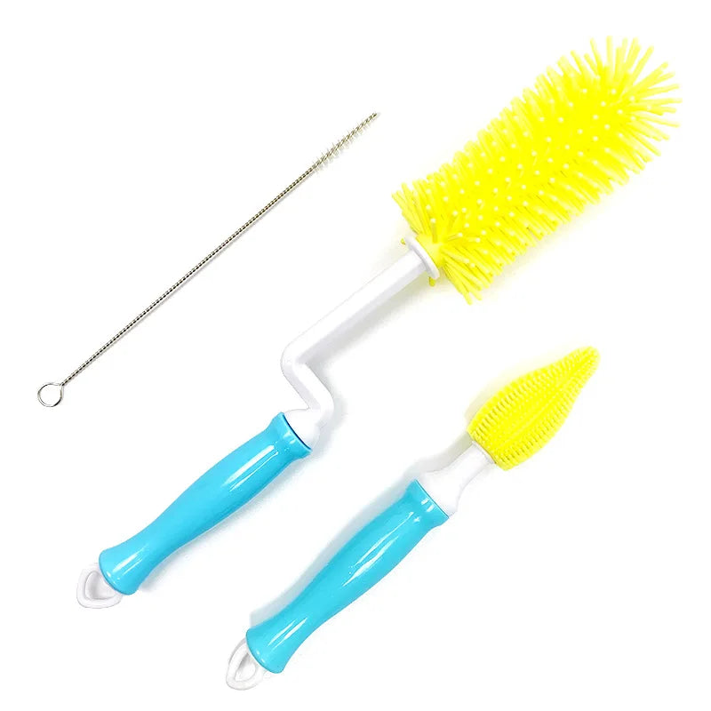 Silicone Bottle Cleaning Brush Baby Pacifier Straw Scrubber Small Brush 360 Degree Glass Cup Washing Kitchen Cleaning Tool Set