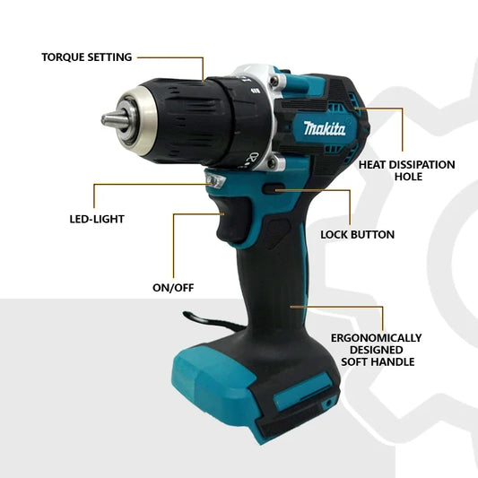 Makita DDF487-taladro inalámbrico de 18V, Motor sin escobillas LXT, destornillador eléctrico compacto con batería de litio de gran torsión, herramienta eléctrica