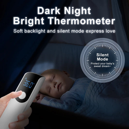 Termómetro infrarrojo médico para la frente, termómetro digital sin contacto con pantalla LED, herramienta para medir la fiebre para bebés y adultos.