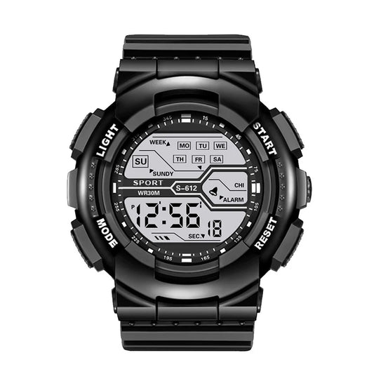 Relógio Masculino Esportivo para Atividades ao Ar Livre – Multifuncional, Tela Grande, LED, Eletrônico, À Prova d'Água, Luminoso, Digital e Estilo Militar