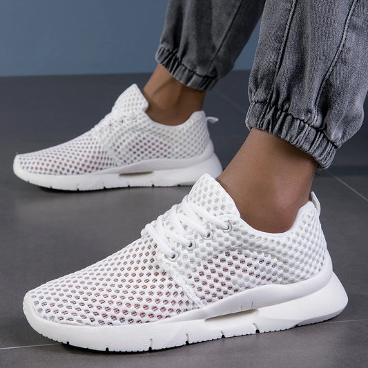 Tênis de malha respirável masculino, leve, confortável, casual, preto, slip-on, dirigindo, mocassins masculinos, caminhada, verão, novo, branco