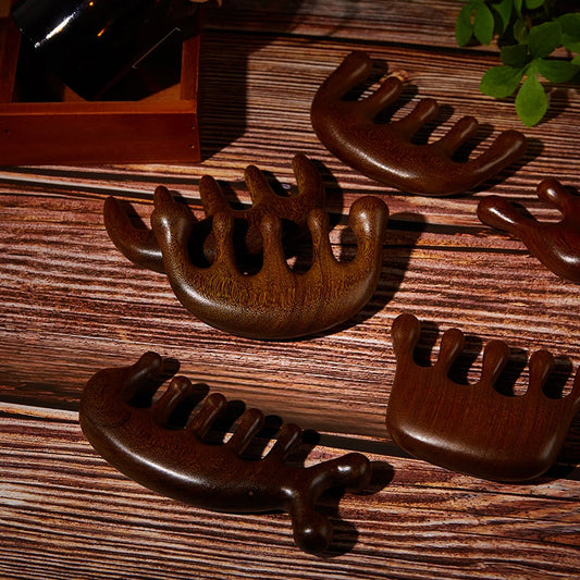Terapia de madeira massagem pente cabeça rosto couro cabeludo gua sha massageador natural facial sândalo dente largo guasha raspagem massagem corporal