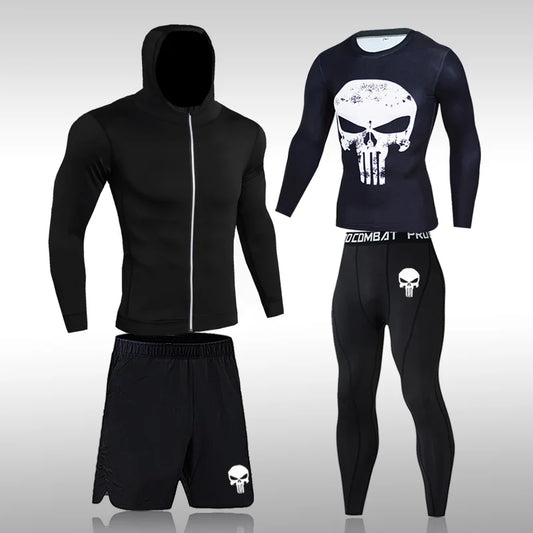 Compression Sportswear Suits for Men, Gym Tights Training Clothing, Workout Jogging Sports Set, Running Rashguard Tracksuit