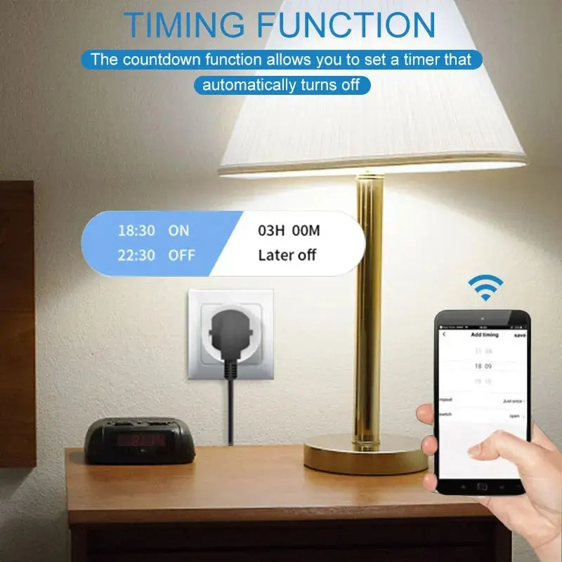 Enchufe inteligente Tuya WiFi UE, monitor de energía, control remoto, aplicación SmartLife, compatible con Alexa, Yandex Alice, Asistente de Google, 16 A, 20 A