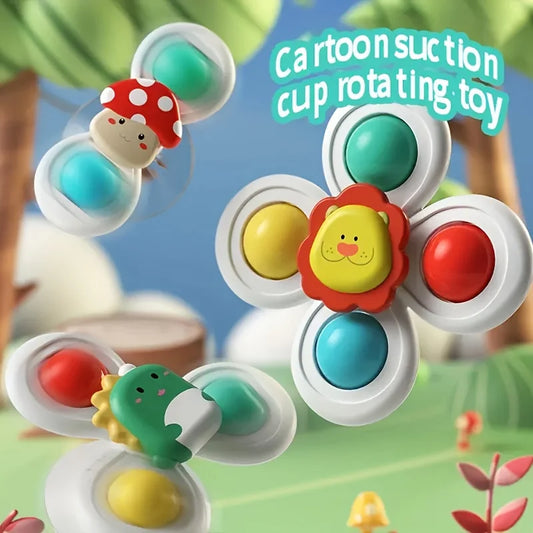 Baby Spinning Suction Cup Hand-Eye Coordination Educational Training Bath and Travel Toy Birthday and Christmas Gift 3pcs