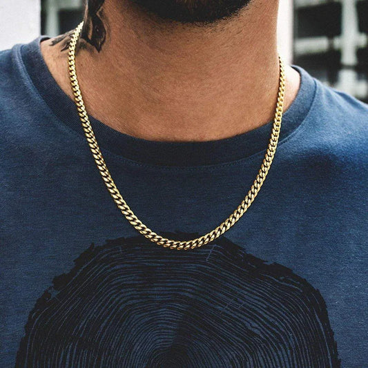 Vnox-colar de corrente cubana para homens e mulheres, aço inoxidável, gargantilhas, cor dourada vintage, colar de metal sólido, colar punk básico