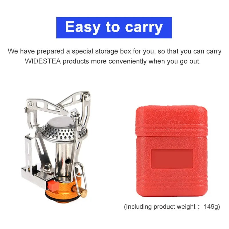 Estufa de gas plegable Widesea para camping, quemador turístico, ideal para picnics al aire libre, equipo de cocina y horno de supervivencia (1 unidad)