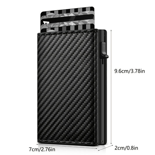 Cartera antirrobo para hombre, tarjetero con bloqueo RFID y bolsillo para monedas con cremallera, tarjetero automático emergente con clip para billetes, regalo ideal para hombres.