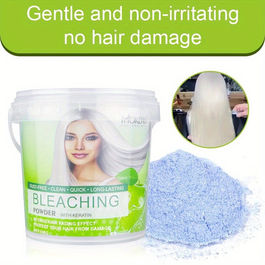 Polvo decolorante para cabello MOKERU 500 g: aclara rápidamente y restaura el tono natural, sin espuma ni daño por calor, ideal para cabello normal.