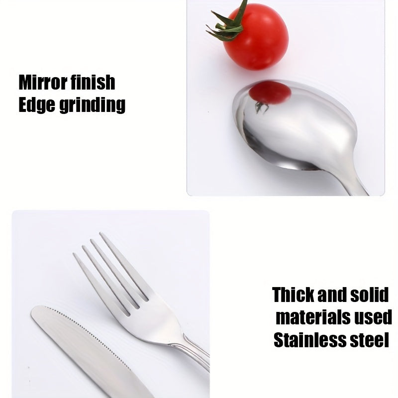 60pcs/set Stainless Steel Tableware Set For 12 People With Knives, Forks, And Spoons. Ideal For Restaurants, Parties, Weddings, Classic Strip Craftsmanship. Ergonomic Handles And High Quality Design. Comfortable Grip. Washabl