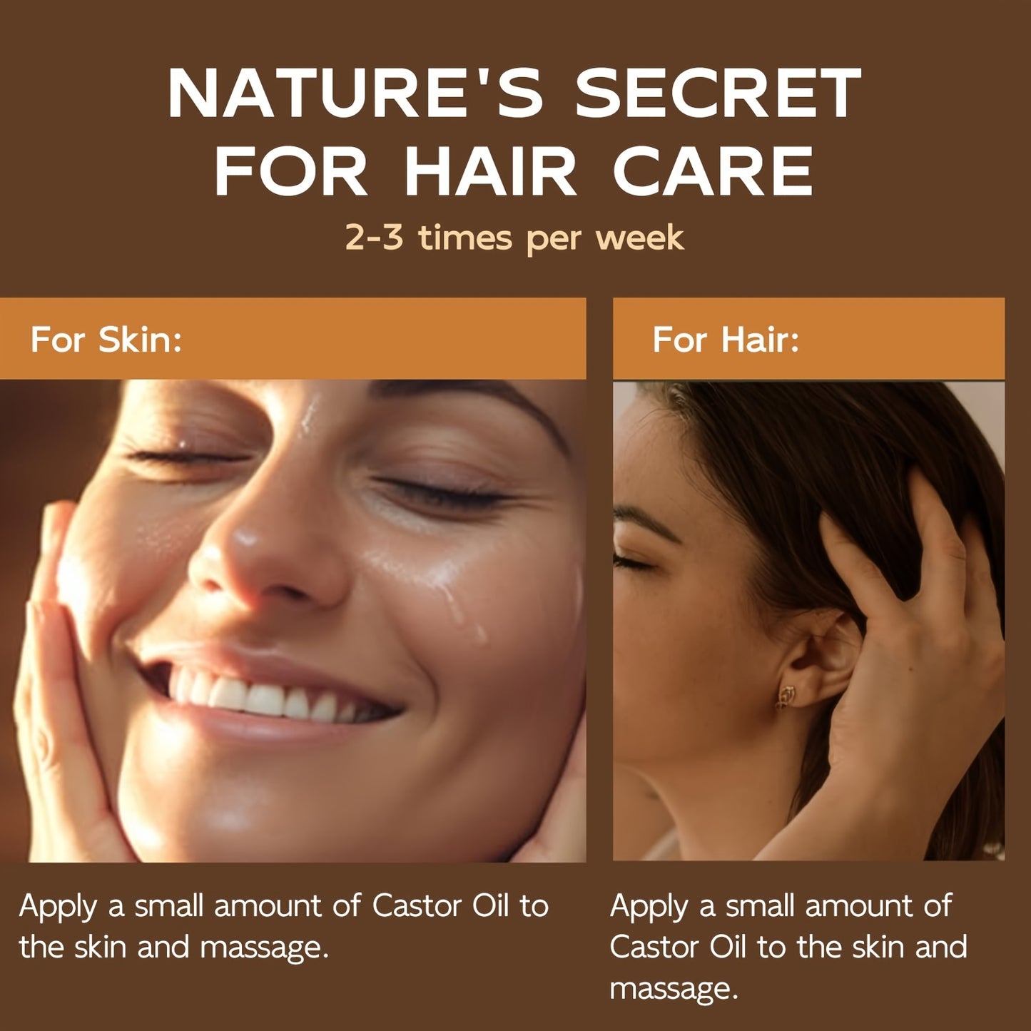 200ml/6.76fl.oz Castor Oil For Hair, Eyelashes & Eyebrows, Cold-Pressed Unrefined, Essential Oil For Dry Hair, Skin & Nail Care